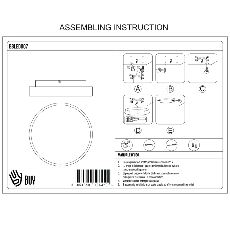 BUYBUY Lampadario LED 40W, Telecomando 2.4G, Luce Regolabile 1500lm BBLED007