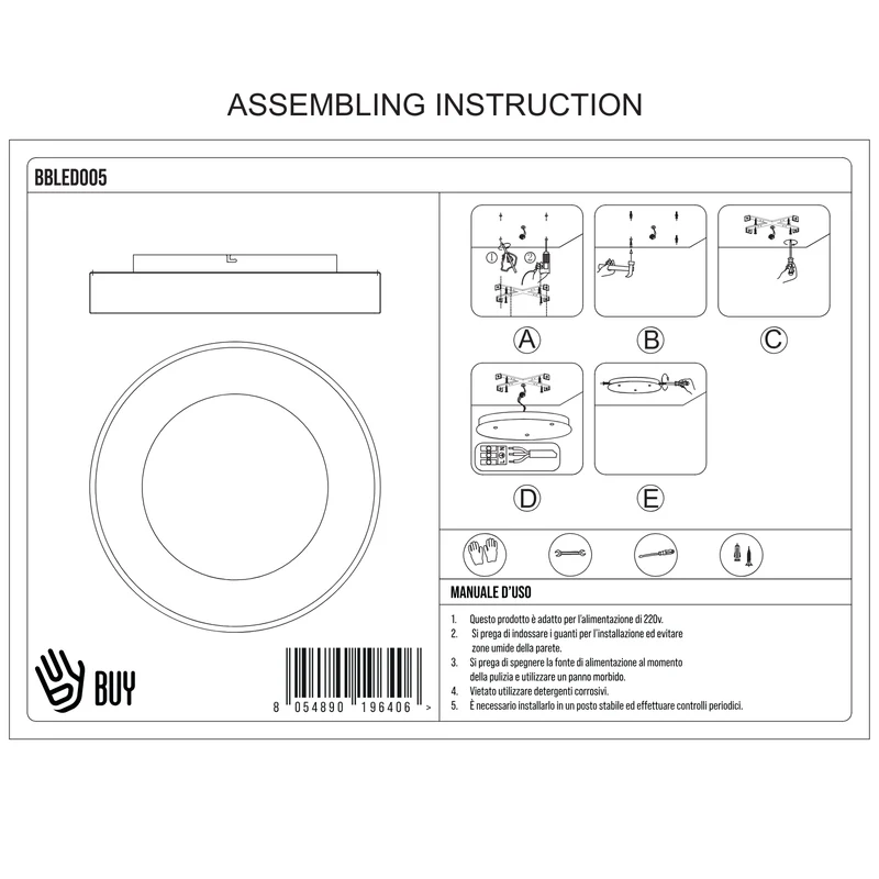 BUYBUY Lampadario LED 62W, Telecomando 2.4G, Luce Regolabile 1700lm BBLED005