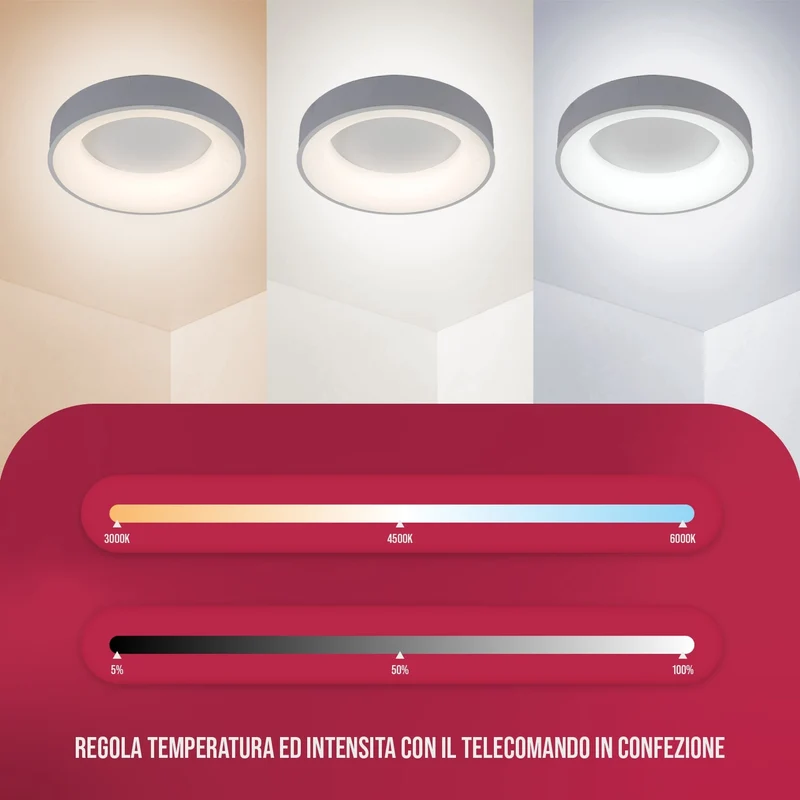 BUYBUY Lampadario LED 26W, Telecomando 2.4G, Luce Regolabile 2000lm BBLED003