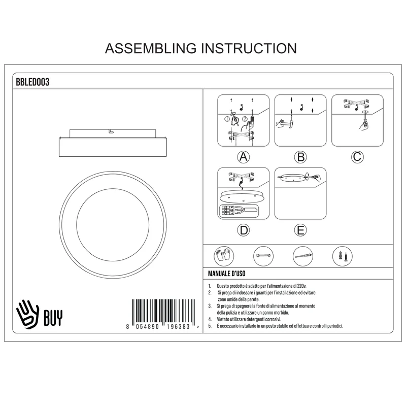 BUYBUY Lampadario LED 26W, Telecomando 2.4G, Luce Regolabile 2000lm BBLED003
