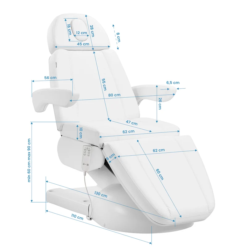 Poltrona elettrica con riscaldamento - 3 motori | AZZURRO LUX (bianco)