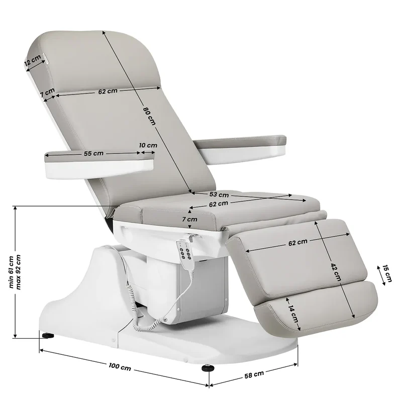 Poltrona elettrica per estetista - 3 motori | AZZURRO 891 (grigio)