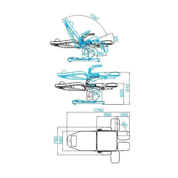 Poltrona Podologica Elettrica – 3 Motori | 709A (Bianco)