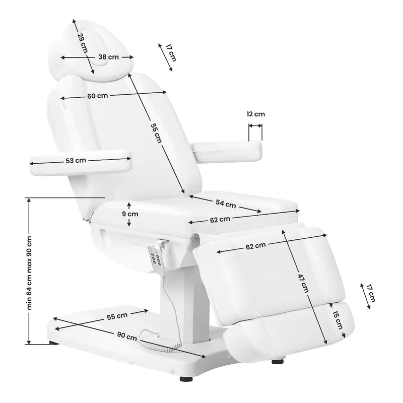 Poltrona elettrica per centro estetico - 3 motori | AZZURRO 803D (bianco)