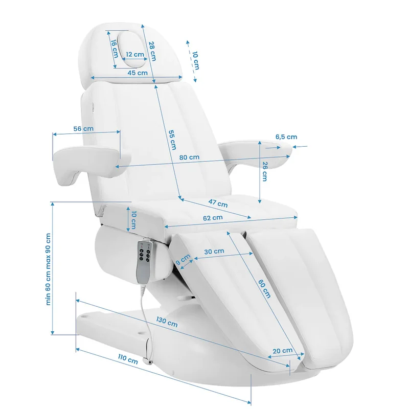 Poltrona elettrica per pedicure - 3 motori | AZZURRO LUX (bianco)