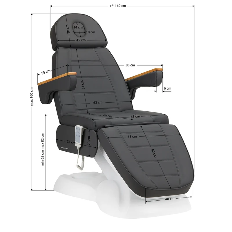 Poltrona elettrica per estetica - 3 motori | SILLON LUX 273B (bianco/grigio)