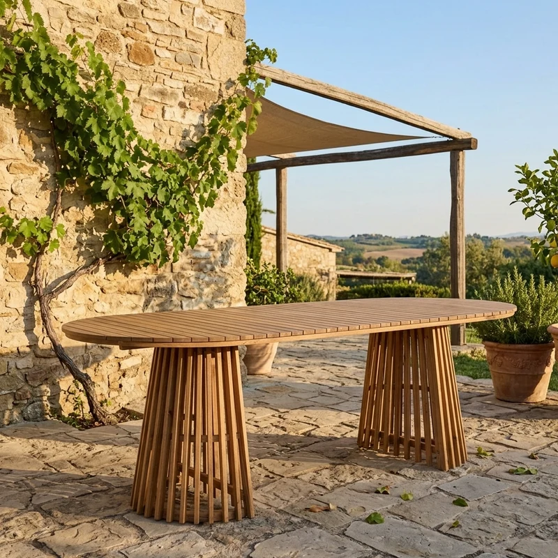 Tavolo "Rodano" in legno di acacia Ovale 220 cm per esterno ed interno