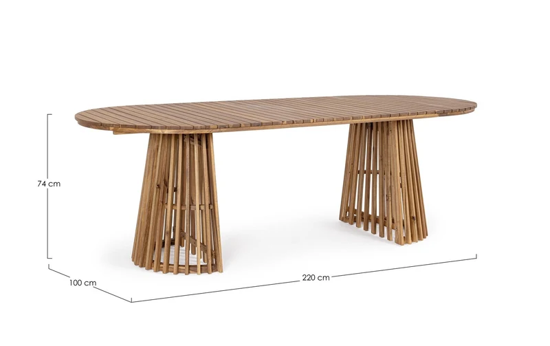 Tavolo "Rodano" in legno di acacia Ovale 220 cm per esterno ed interno
