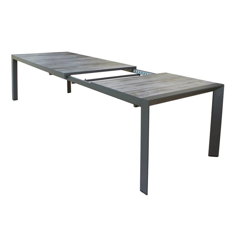 Tavolo allungabile "Bahamas" Antracite in alluminio e Gres porcellanato per esterno 175\235x100