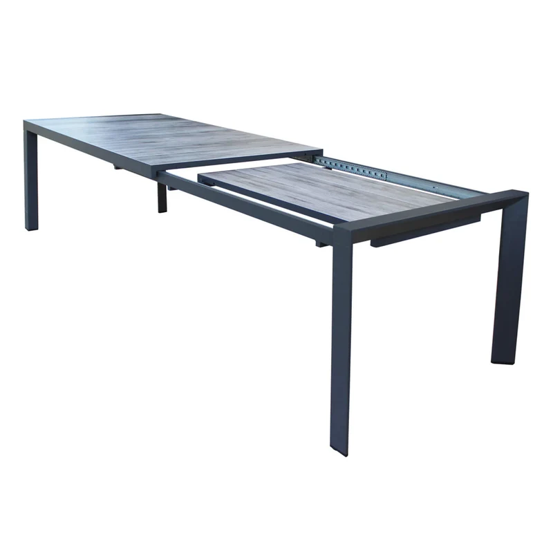 Tavolo allungabile "Bahamas" Antracite in alluminio e Gres porcellanato per esterno 175\235x100