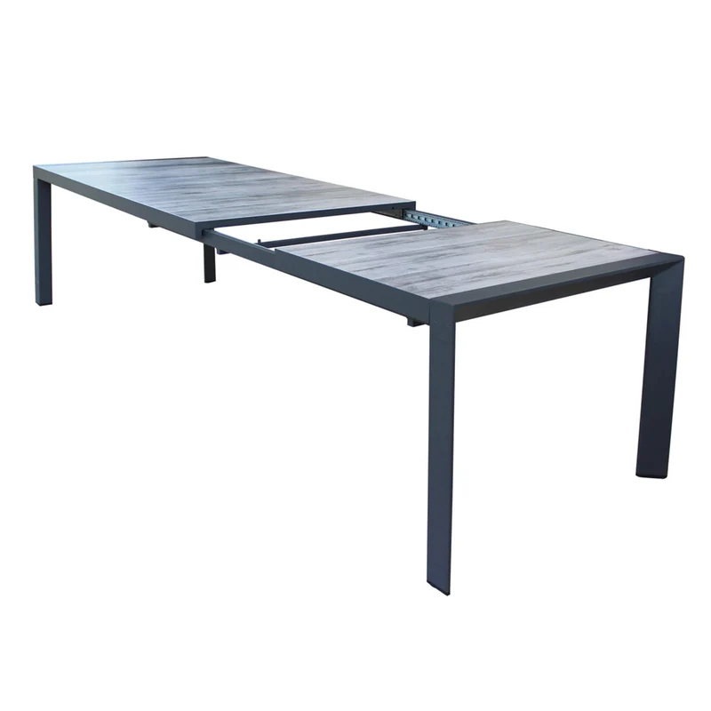 Tavolo allungabile "Bahamas" Antracite in alluminio e Gres porcellanato per esterno 175\235x100