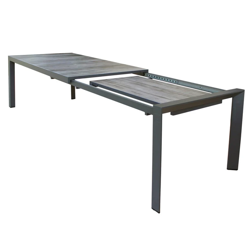 Tavolo allungabile "Bahamas" Antracite in alluminio e Gres porcellanato per esterno 175\235x100