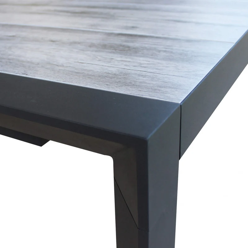 Tavolo allungabile "Bahamas" Antracite in alluminio e Gres porcellanato per esterno 175\235x100