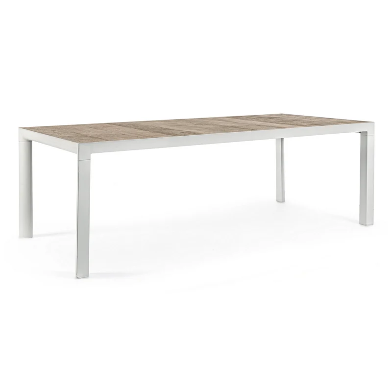 Tavolo allungabile "Bahamas" in alluminio Bianco e Gres porcellanato per esterno 175\235x100