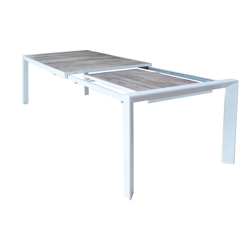 Tavolo allungabile "Bahamas" in alluminio Bianco e Gres porcellanato per esterno 175\235x100