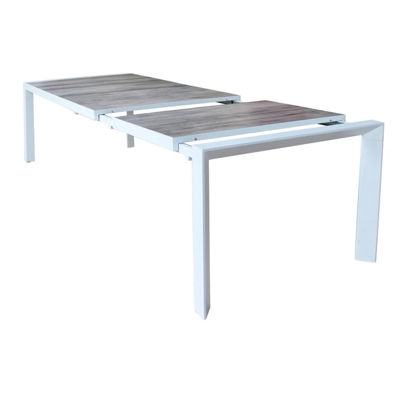 Tavolo allungabile "Bahamas" in alluminio Bianco e Gres porcellanato per esterno 175\235x100