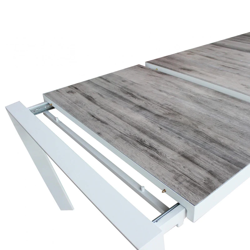Tavolo allungabile "Bahamas" in alluminio Bianco e Gres porcellanato per esterno 175\235x100