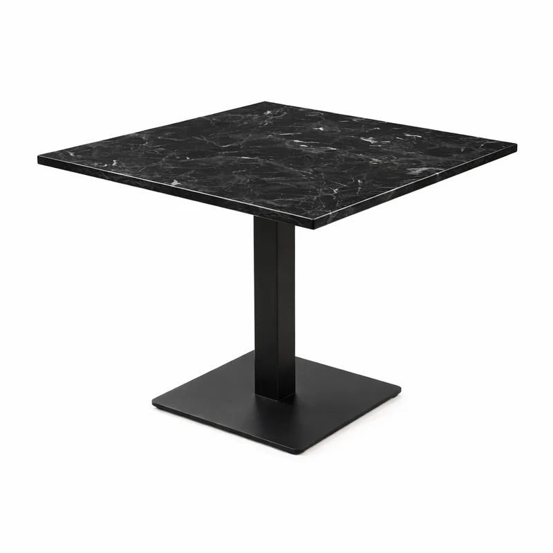 Tavolo "Jamie" componibile con struttura in acciaio e top in HPL per bar e ristoranti, da 72 cm