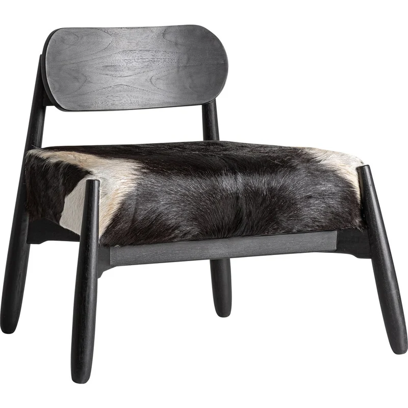 Poltrona Safari Chic in teak nero e pelle bovina naturale