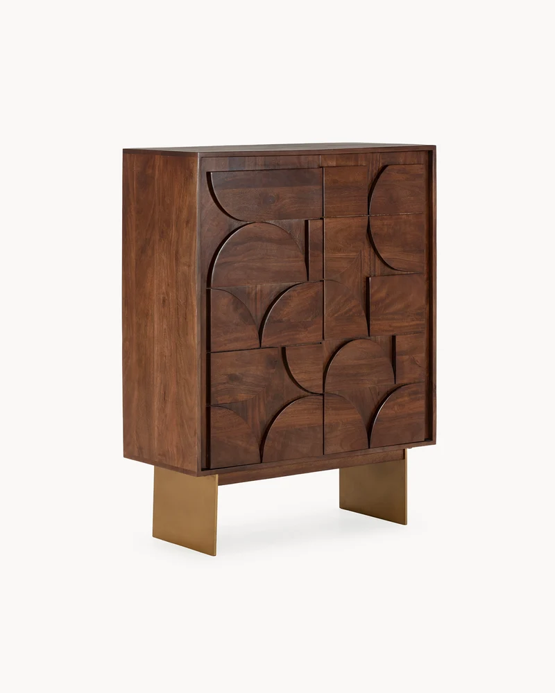 Credenza alta in legno di mango Trisha