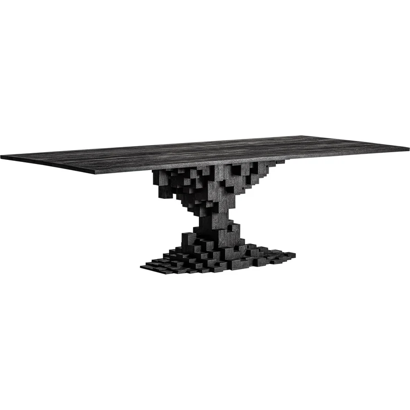 Tavolo da pranzo Monumental Luxury in legno nero sabbiato – Design di Pep Gramage