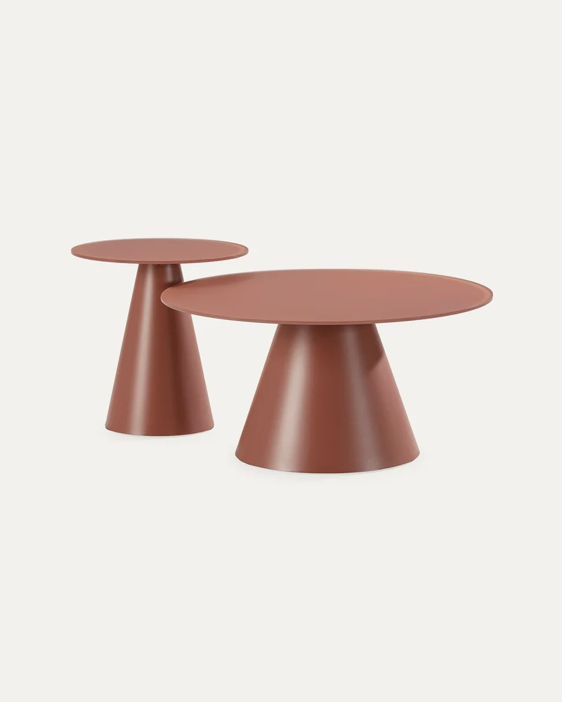 Set 2 tavolini da salotto con base in metallo e piano in vetro Vida