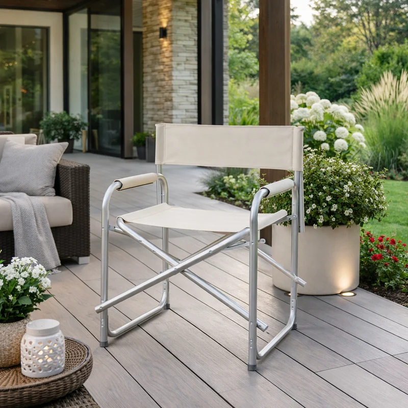 Sedia regista "Cayo" struttura in alluminio, seduta in textilene, ideale per giardino