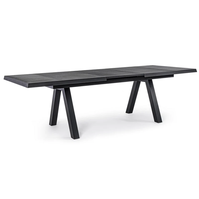 Tavolo allungabile "Krion" con struttura in alluminio Antracite, piano in ceramica, da 205/265 x 103 cm