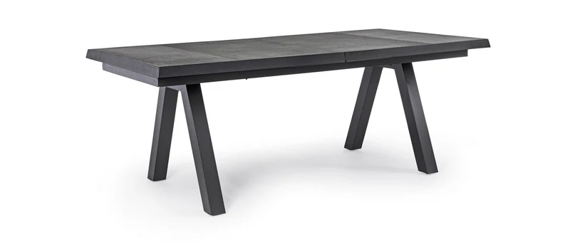 Tavolo allungabile "Krion" con struttura in alluminio Antracite, piano in ceramica, da 205/265 x 103 cm
