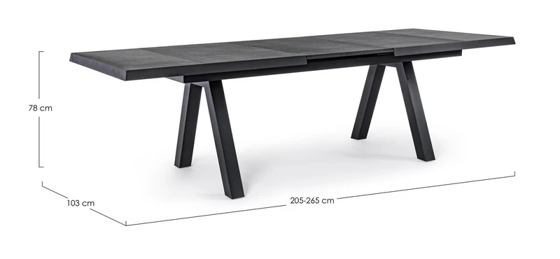 Tavolo allungabile "Krion" con struttura in alluminio Antracite, piano in ceramica, da 205/265 x 103 cm