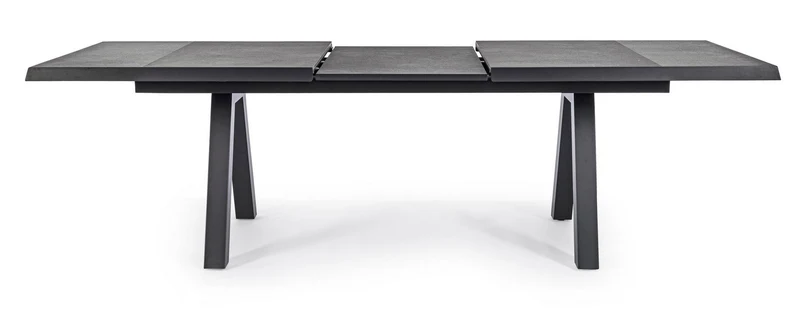 Tavolo allungabile "Krion" con struttura in alluminio Antracite, piano in ceramica, da 205/265 x 103 cm