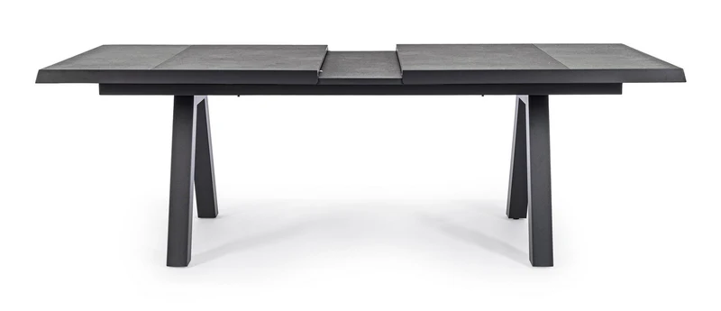 Tavolo allungabile "Krion" con struttura in alluminio Antracite, piano in ceramica, da 205/265 x 103 cm