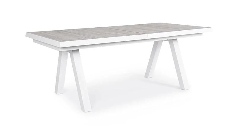Tavolo allungabile "Krion" con struttura in alluminio Bianco, piano in ceramica, da 205/265 x 103 cm