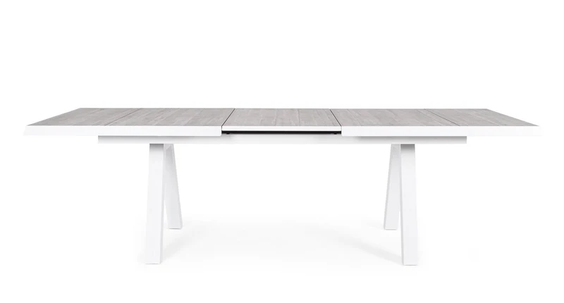 Tavolo allungabile "Krion" con struttura in alluminio Bianco, piano in ceramica, da 205/265 x 103 cm