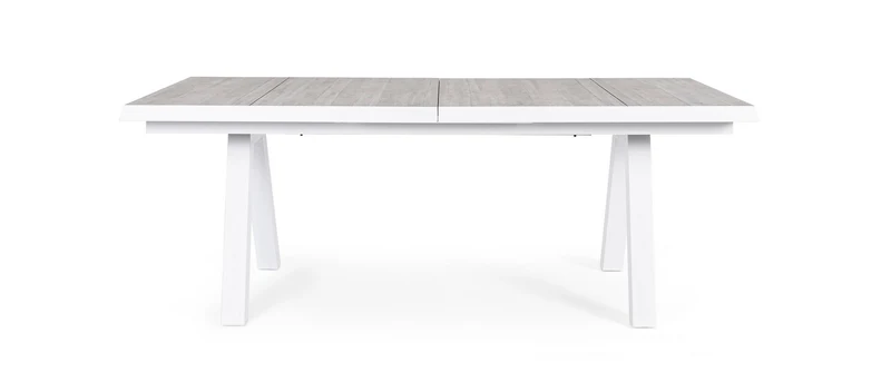 Tavolo allungabile "Krion" con struttura in alluminio Bianco, piano in ceramica, da 205/265 x 103 cm