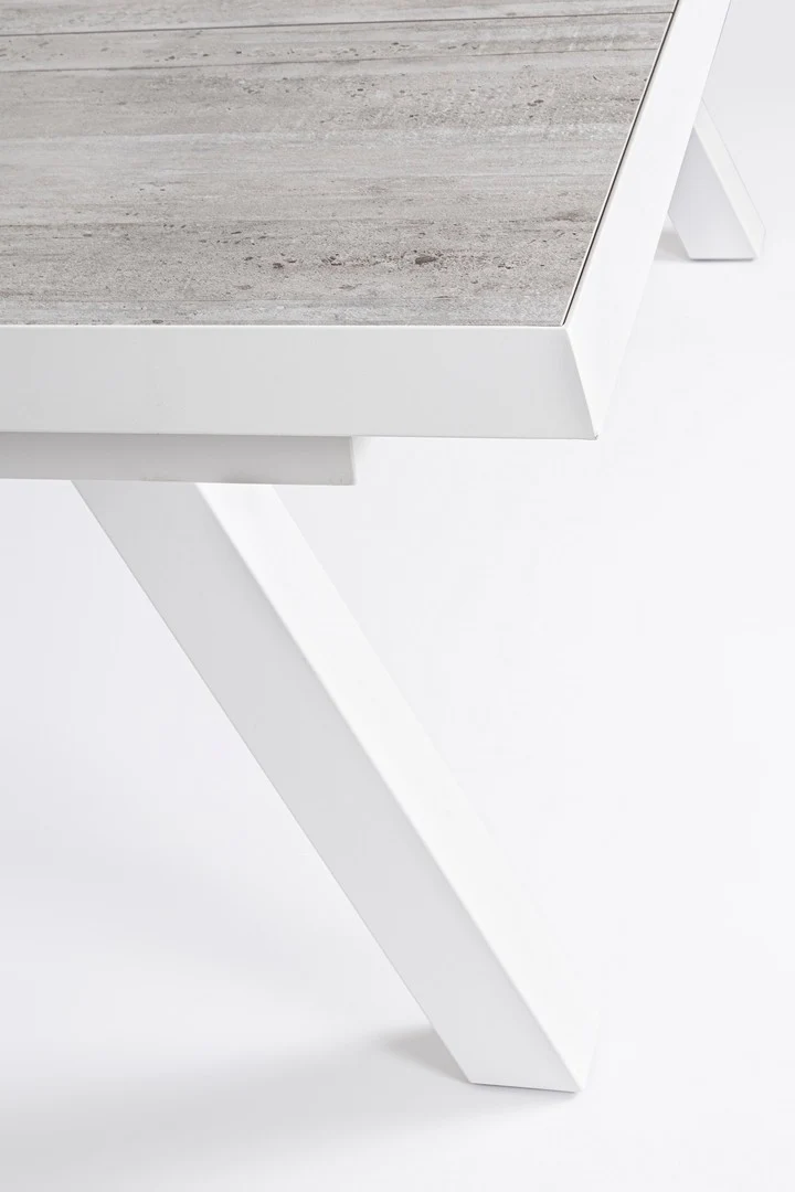 Tavolo allungabile "Krion" con struttura in alluminio Bianco, piano in ceramica, da 205/265 x 103 cm