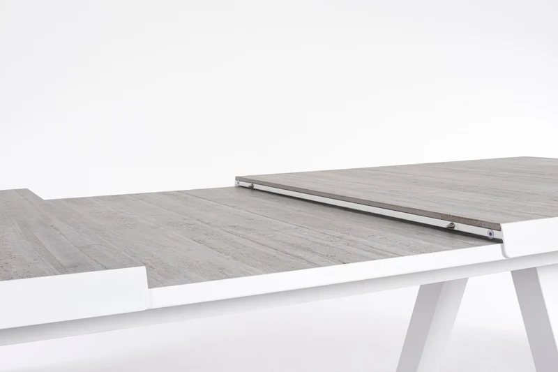 Tavolo allungabile "Krion" con struttura in alluminio Bianco, piano in ceramica, da 205/265 x 103 cm