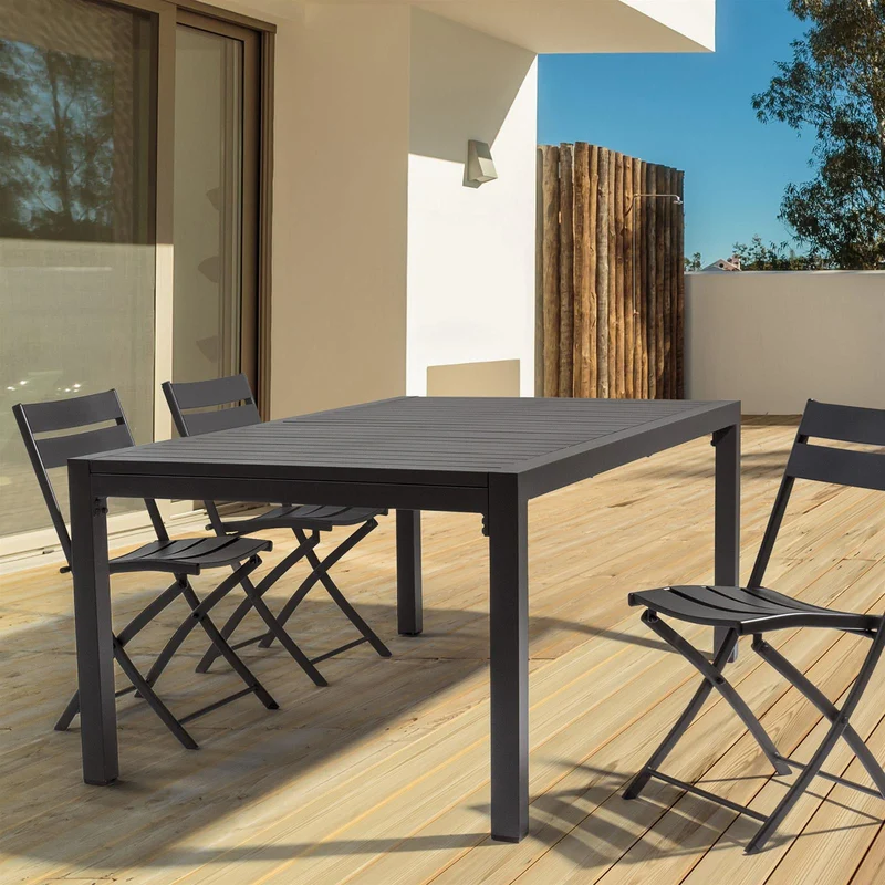 Tavolo allungabile "Atlantic" in alluminio Antracite dogato da esterno per giardino e veranda 180/270 cm