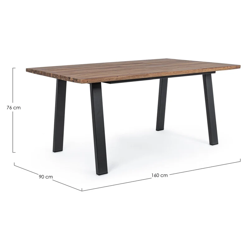 Tavolo fisso "Oslo" in legno di Acacia con piedi Antracite in metallo da giardino