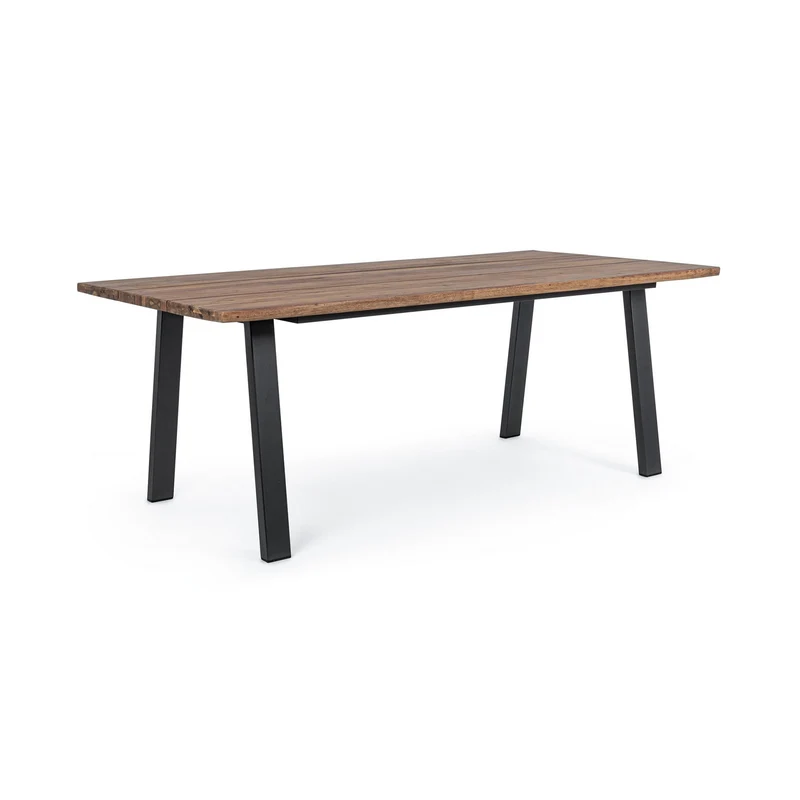 Tavolo fisso "Oslo" in legno di Acacia con piedi Antracite in metallo da giardino