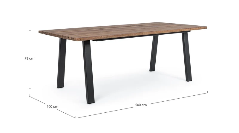 Tavolo fisso "Oslo" in legno di Acacia con piedi Antracite in metallo da giardino
