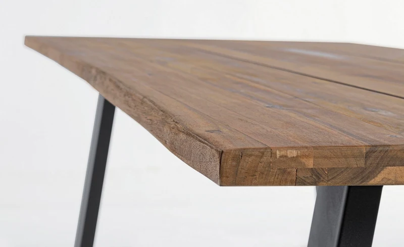 Tavolo fisso "Oslo" in legno di Acacia con piedi Antracite in metallo da giardino