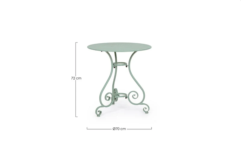 Set "Etienne" Tavolino Ø 70 cm con 2 poltrone colorate in acciaio per giardino e bar finitura opaca