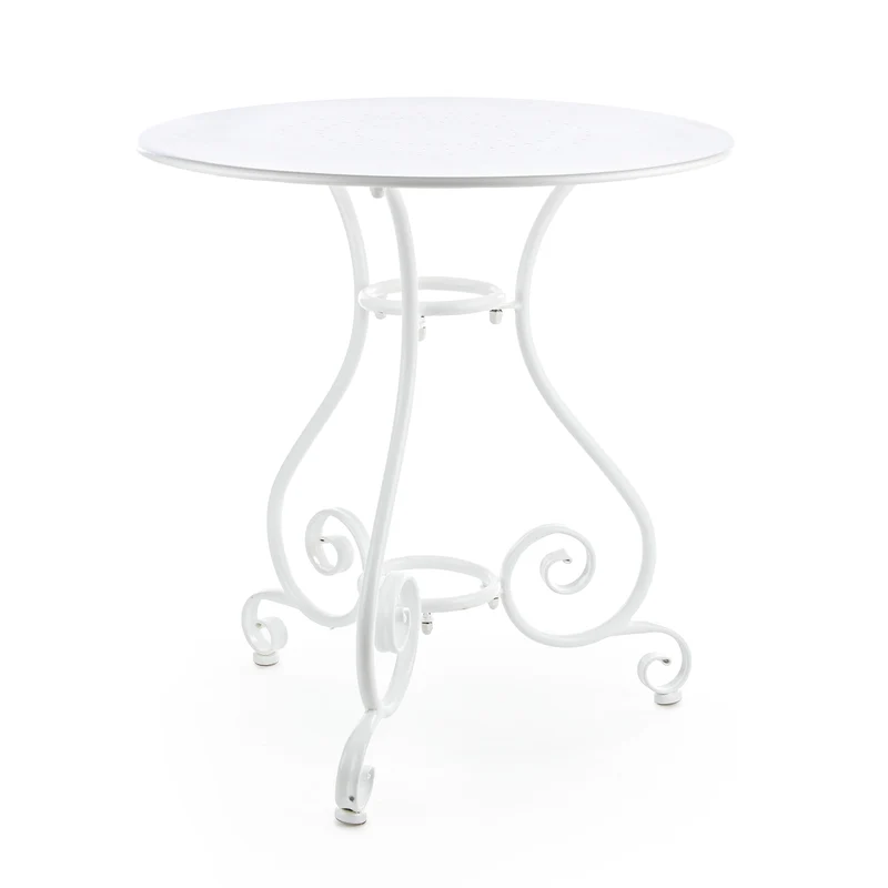 Set "Etienne" Tavolino Ø 70 cm con 2 poltrone colorate in acciaio per giardino e bar finitura opaca