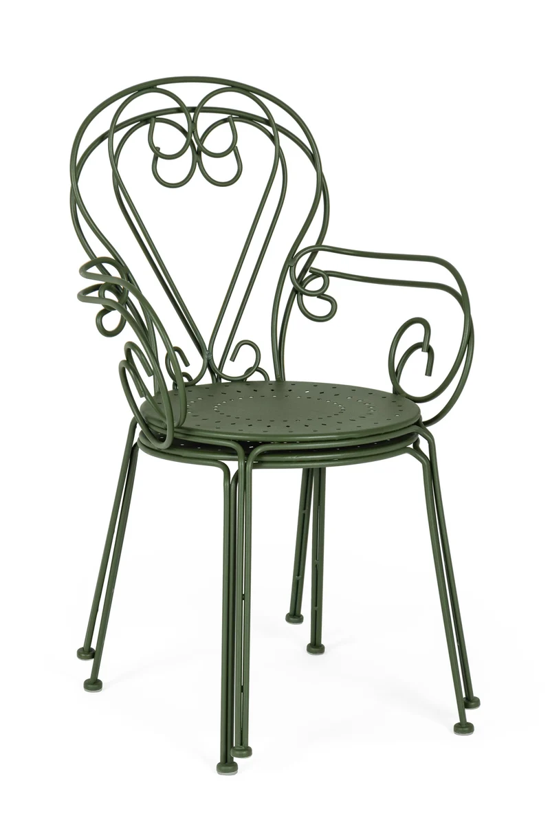 Set "Etienne" Tavolino Ø 70 cm con 2 poltrone colorate in acciaio per giardino e bar finitura opaca