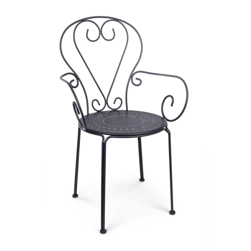 Set "Etienne" Tavolino Ø 70 cm con 2 poltrone colorate in acciaio per giardino e bar finitura opaca