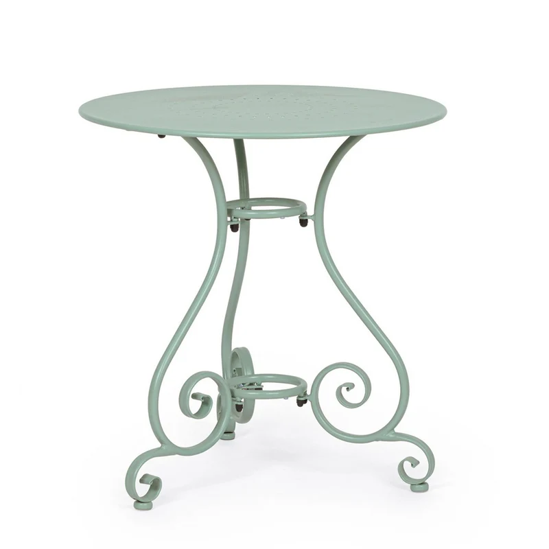 Set "Etienne" Tavolino Ø 70 cm con 2 poltrone colorate in acciaio per giardino e bar finitura opaca