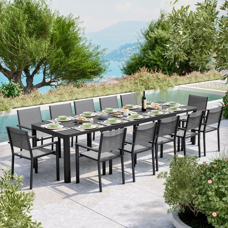 Tavolo allungabile "Kiplin" struttura in alluminio Antracite 200/260/320 cm da esterno