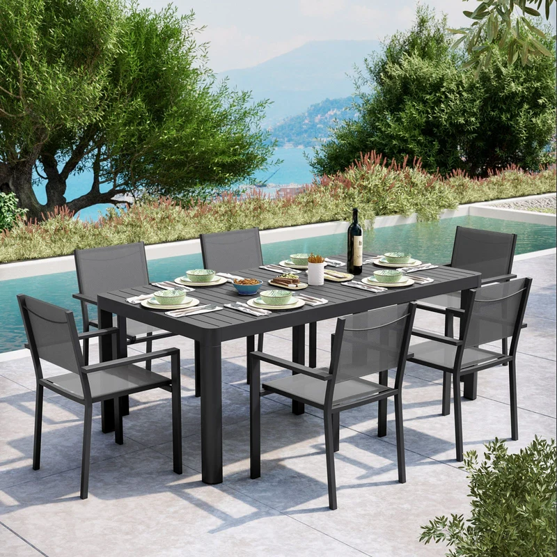 Tavolo allungabile "Kiplin" struttura in alluminio Antracite 200/260/320 cm da esterno