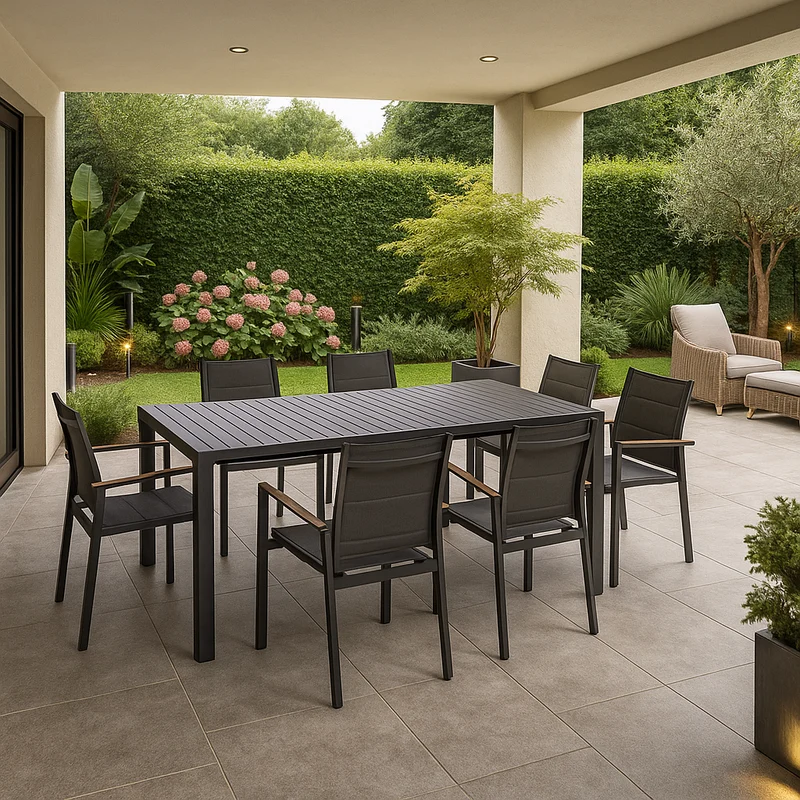 Tavolo allungabile "Kiplin" struttura in alluminio Antracite 200/260/320 cm da esterno